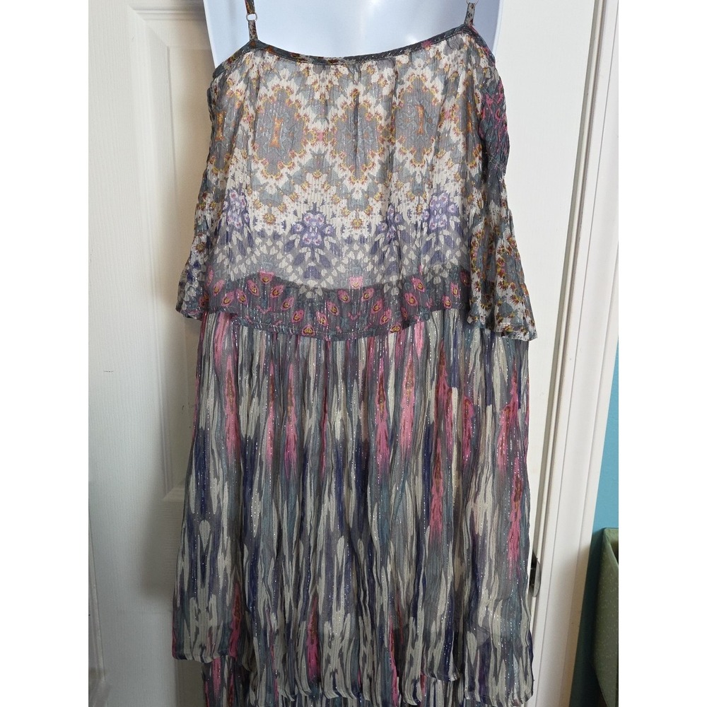 Anthropologie Josie Tiered Maxi Dress Sz 6 Meadow Rue Gypsy Boho Flowy Sparkle - Picture 2 of 14